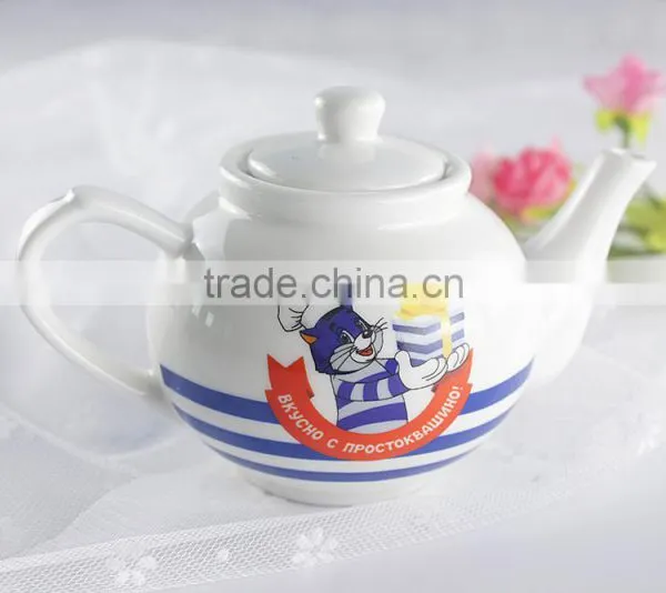 Hot Selling Products White Porcelain Cartoon Printing Teapot Wholesale photo-4