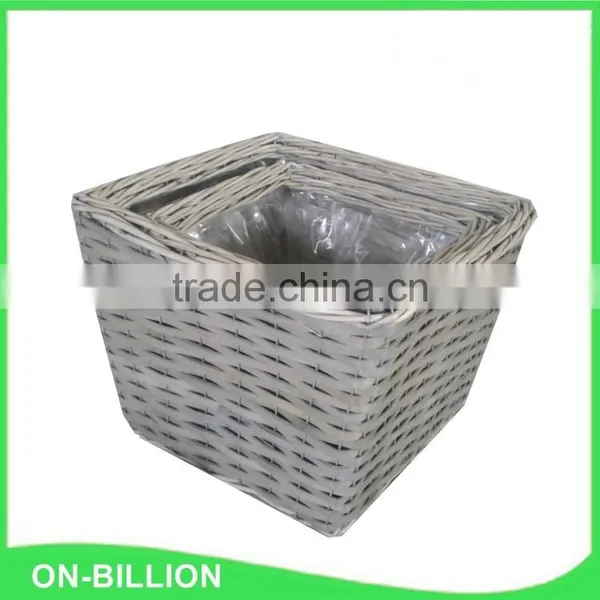 Hand Woven Wicker and Wood Chips Garden Flower Pot for Sale photo-4