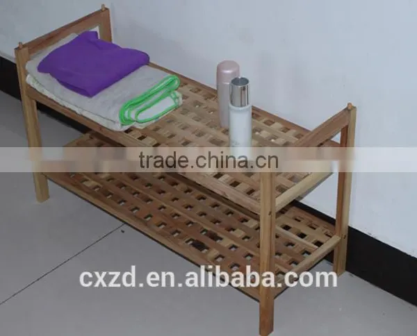 Modern Style Simple Design Two-tier Walnut Shoe Rack photo-2