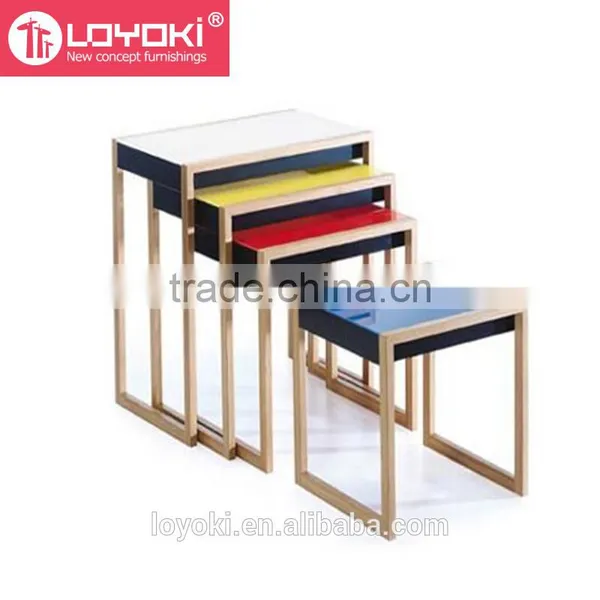 Colorful Set of 4 Nesting Table New Carative MDF Wood Coffee Table With Glossy Painting End Table Wholesale photo-2