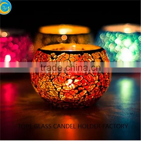 Pink Handmade Glass Mosaic Candle Holder photo-2