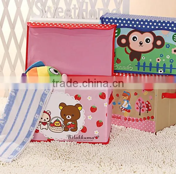 Cartoon Oxford Cloth Storage Boxes,fabric Non Woven Storage Bins,collapsible Foldable Storage Packing Box With Lid and Handle, photo-3