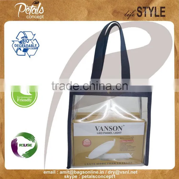 Clear Pvc See Through Jute Trimming Tote Bag With Cotton Web Handle photo-2