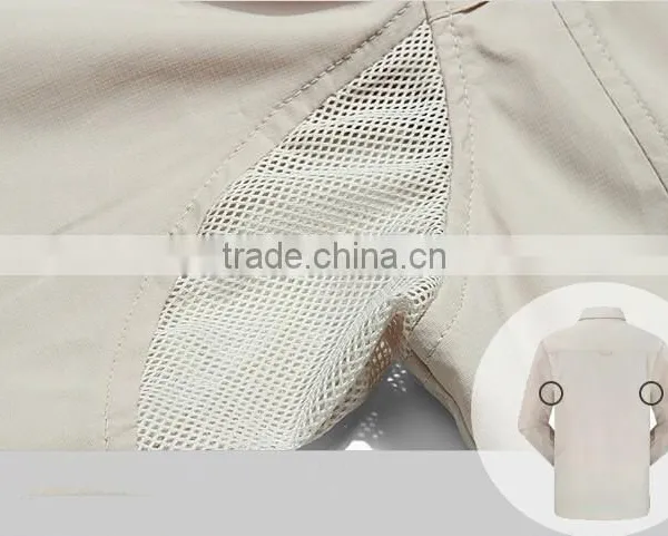 ZX Dual Function Men Shirts Outdoor Khaki Color Fishing Quick-dry Shirts With Long Sleeve photo-5
