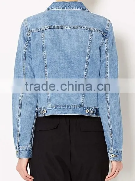 2017 New Design Sample Wholesale China Guangzhou Denim Facotry Winter Jean Women Long Sleeves Hooded Bomber Jacket for Ladies photo-6