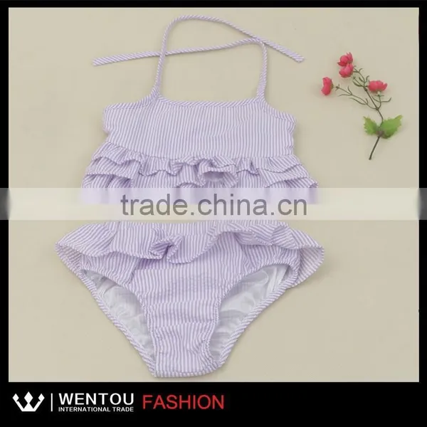 Latest Wholesale Cute Girls Seersucker Swimsuit photo-2