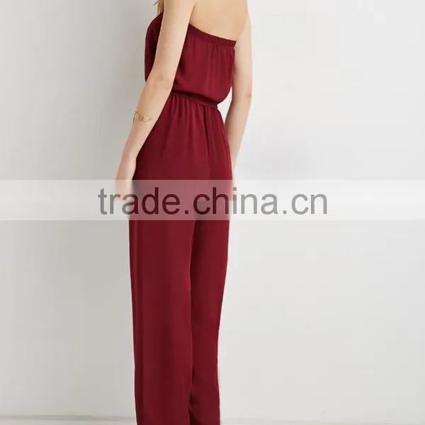 Strapless Chiffon Long Pants Jumpsuit With Self-tie Sash Belt photo-2