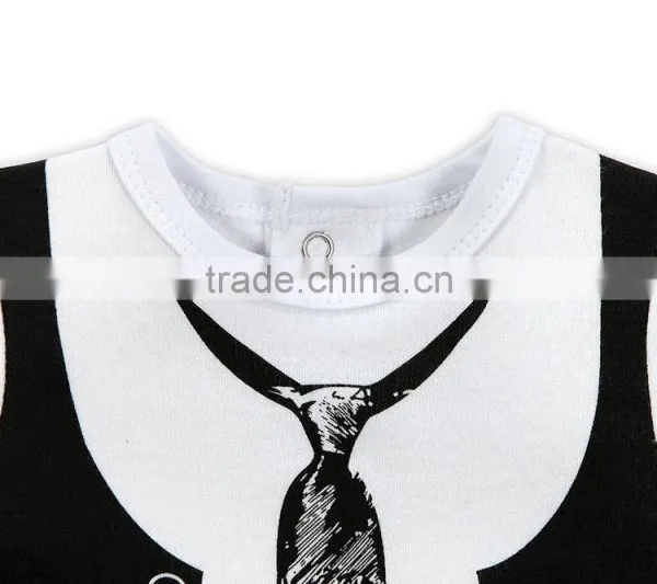 Wholesale 100% Cotton Baby Boy Romper White Baby Bodysuit Fake 2 Pieces Winter Long Sleeve Jumpsuit photo-5