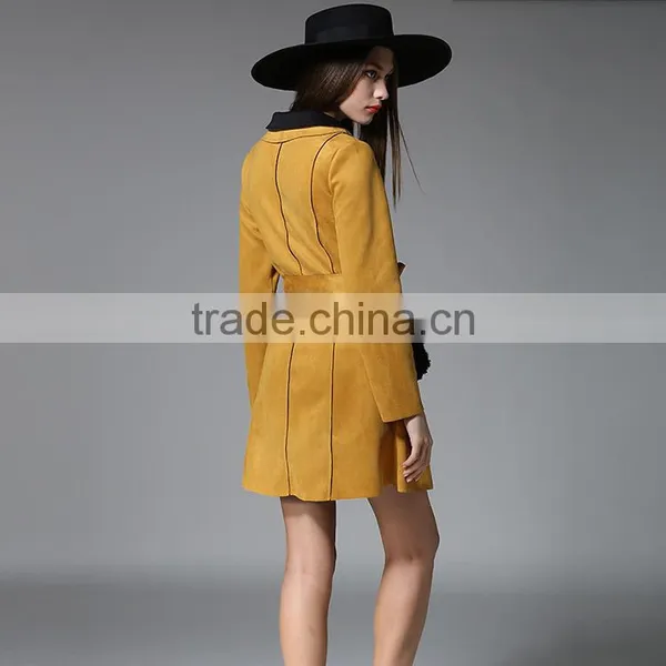 B40993A Korean Style Fashion Women Clothing Long Wool Winter Suede Coat photo-5