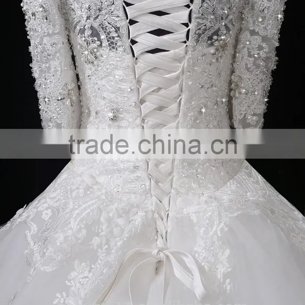 Wholesale Sweetheart Short Sleeve Lace Wedding Dresses Beaded Sweetheart Nackline Mermaid Lace Wedding Dress 2017 F12601 photo-3