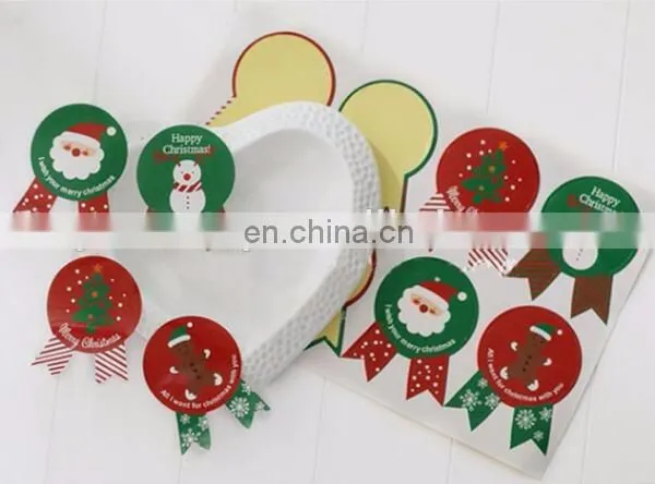 Hot Sale Badge Shape Red And Green Christmas Box Bag Label Baking Bag Sealing Sticker Baby Shower Gift Decoration Craft Packing photo-2
