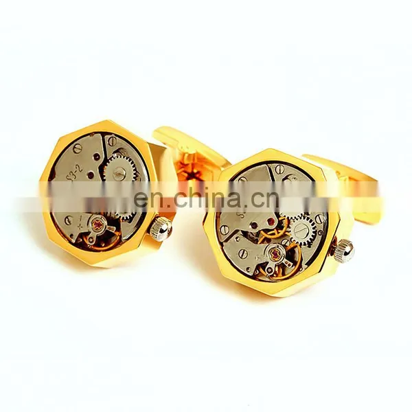 Gold Plated Mechanical Cufflinks Watch Movement