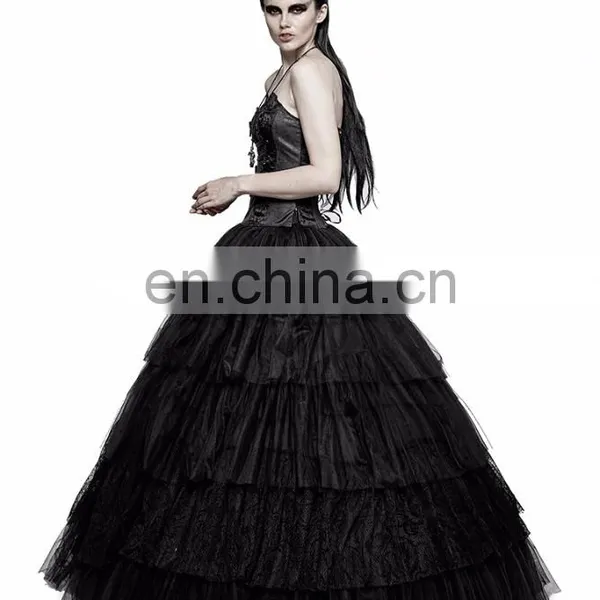 Gothic Victorian Punk Rave Black Long Skirt-crinoline Q-317 photo-6