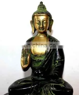 Old Tibetan Brass Sating Buddha Statue Medicine Blessing Buddhism Art Ethnic God Buddha Statue Buddhism Bodhisattva Sakyamuni photo-2