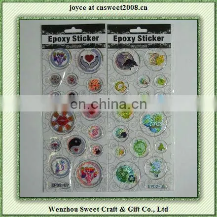 Colourful Funny Cartoon Epoxy Laser Stickers for Kids' Gift
