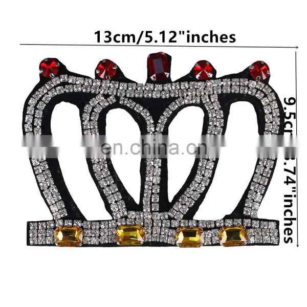 Cheap Beaded Crystal Crown Patches For Bags Clothing photo-4