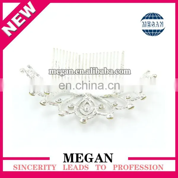 Wedding Bridal Clear Rhinestones Crystal Silver Prom Hair Comb Rhinestone Hair Bling Bridal Crown Tiara photo-3