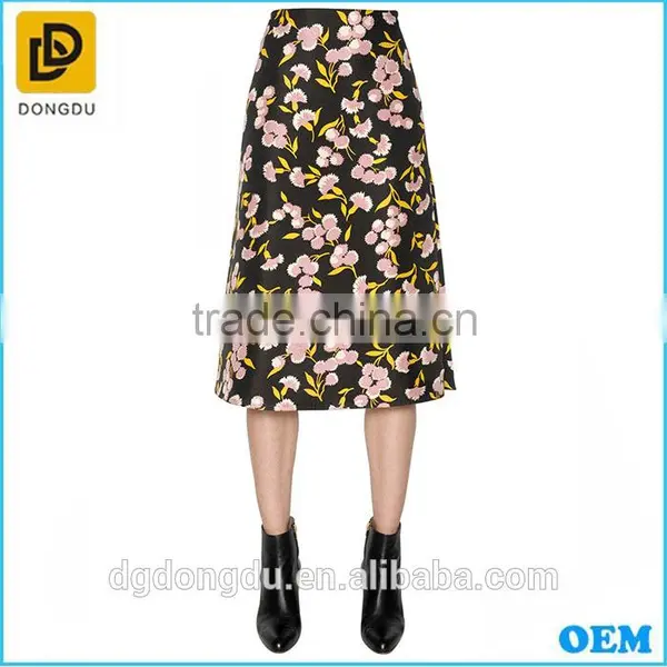 Dress Factory Flower Printing Silk Long Skirt for Young Ladies photo-3
