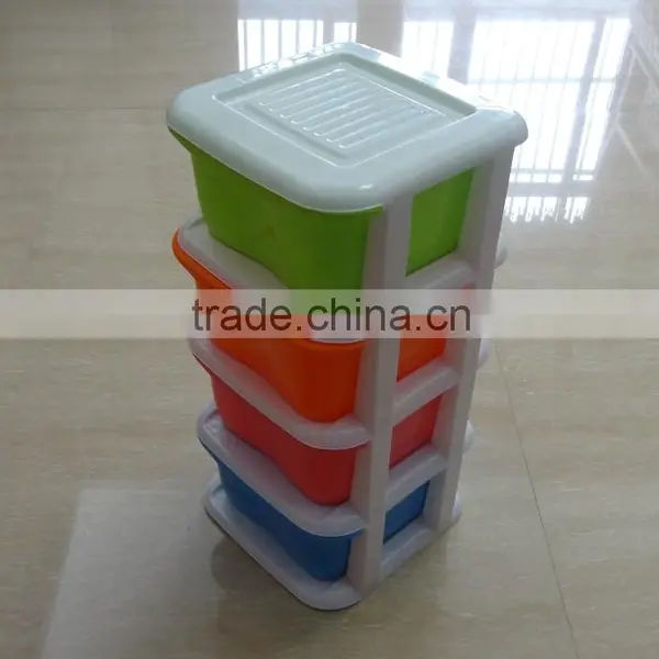 Mini 4 Tier Removable Plastic Storage Drawer, Plastic Storage Cabinet photo-2