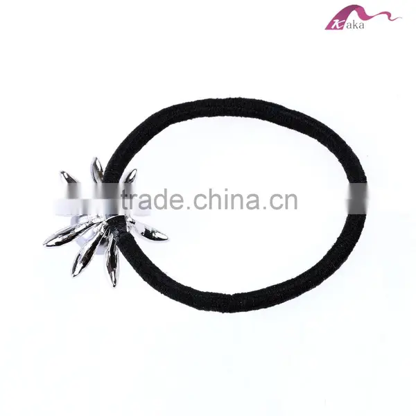 Wholesale Elegant Korean Style Girls Big Pearl Decorative Crystal Flower Elastic Hair Band For Pony Tail Rubber Rope photo-3