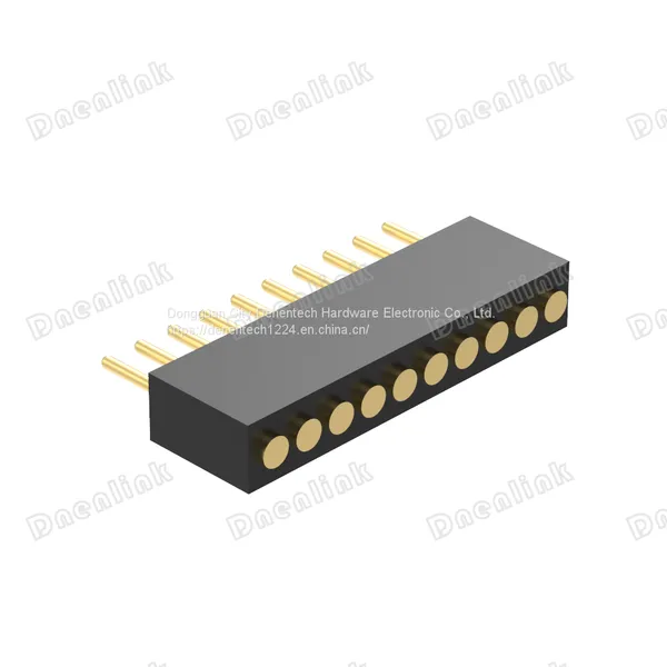 Dnenlink 1.27mm Pitch Single Row H4.0mm Plane Contact Straight Female Header DIP Type PogoPin Header photo-3