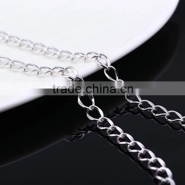 Hot Sales Wholesale Fashion Rhodium Plated Beautiful Curb Chain Of Necklace photo-3