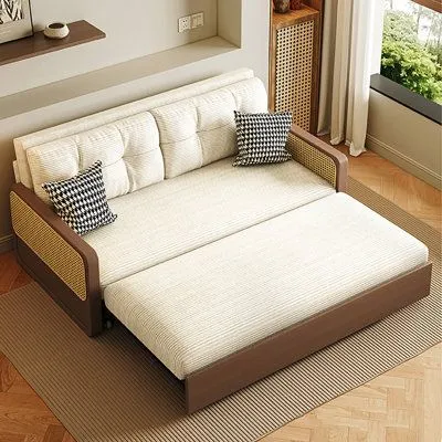 Breeze Beige Modern Minimalist Corduroy Sofa Bed