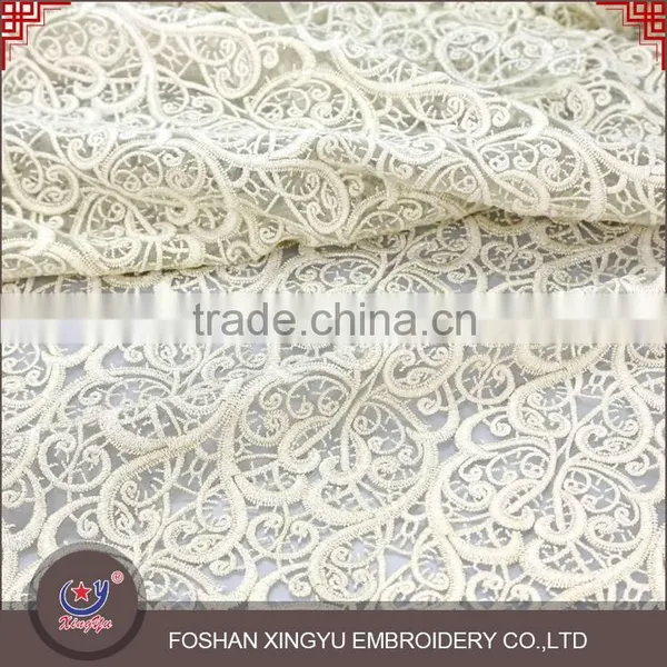 Fashion Lowest Price Wholesale 100% Golden Yarn Embroidery Designs Ladies Tops Gold Lace Fabric Quality Choice photo-3