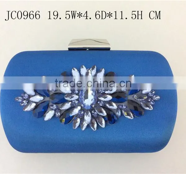 Fashion Clutch Bag 2015 Newest Blue Satin Evening Bag