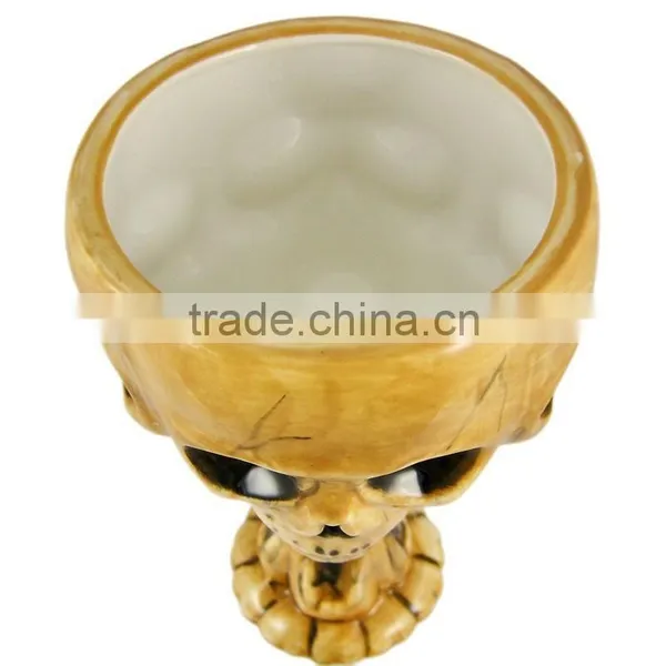 Halloween Ceramic Skull Wine Goblet photo-2