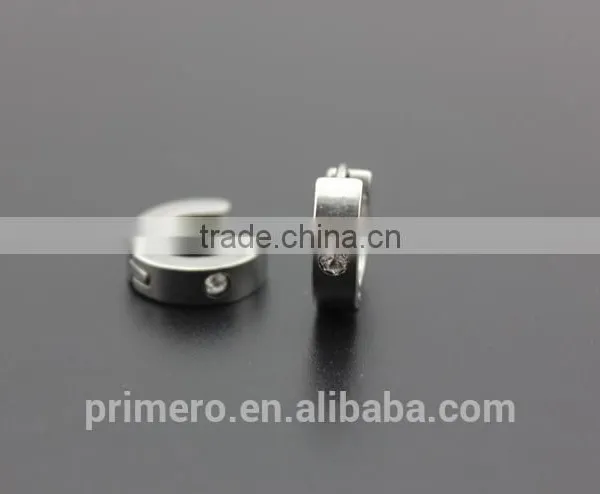 4MM Smooth Filled Shiny Cubic Zircon Fashion Stainless Steel Hoop Earring Jewelry photo-4