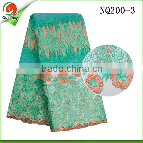 Austrian Embroidered New French Lace Fabric With Embroidery Border and Eyelet Design photo-3