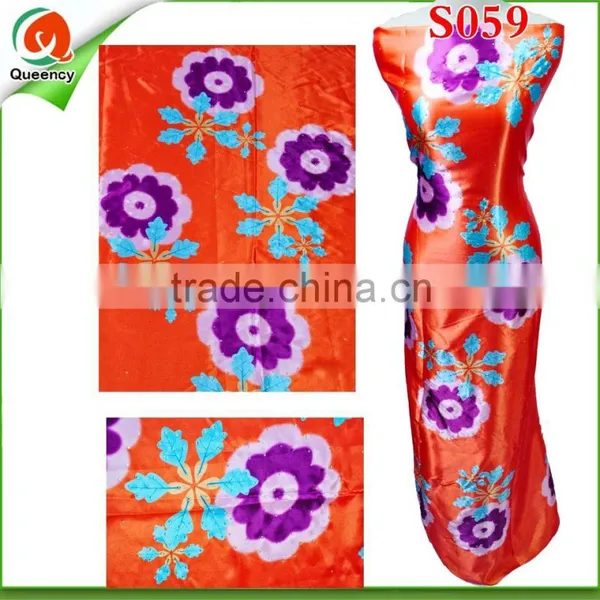 2016 African Fashion Styles Printed Silk Satin Fabric With Stones S059