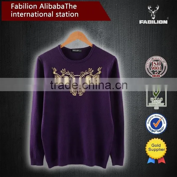 Men's Round Collar Cashmere Pure Colour Sweater for New Design Sweaters photo-4