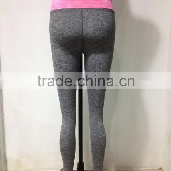 Santic Wholesale Gym Wear Sublimation Print Yoga Pants Contrast Waistband Leggings photo-3