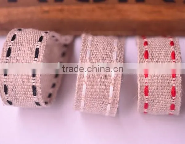 Natural Satin Christmas Ribbons Polyester Linen Ribbon photo-6