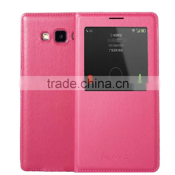 Bulky Buy From China Smart Front Window Leather Case Flip Phone Case For Samsung A7/A8 photo-3