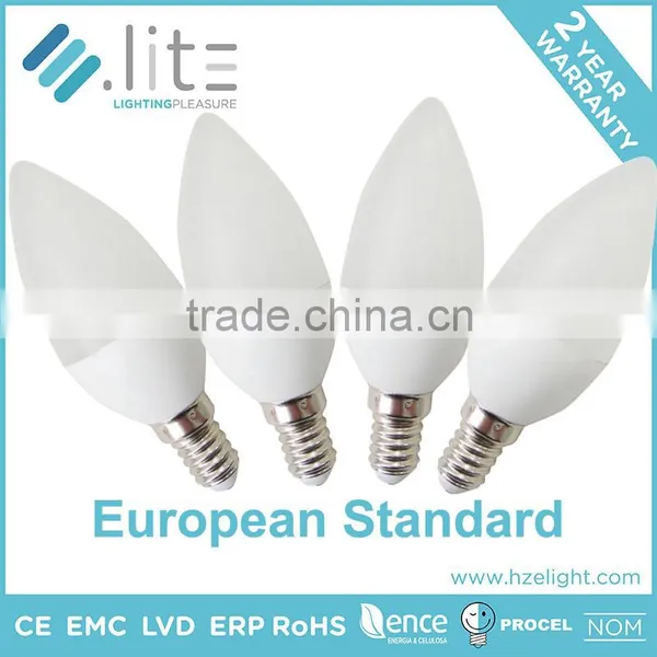 Led Lighting Candle Shape C37 Bulb 6w IC Driver E12 E14 E26 E27 Base CE RoHS Certifications Plastic Plus Aluminium Factory Price photo-5