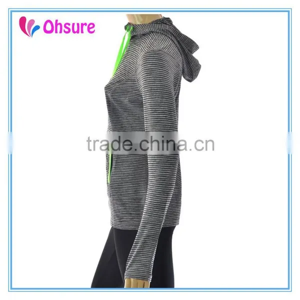 90% Nylon 10% Spandex Womens Sports Jacket Dry Fit Strip Gym Jacket photo-4