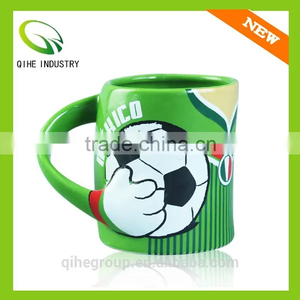 Wholesale Red&green Ceramic Porcelain Printed Cup With Football Pattern photo-2