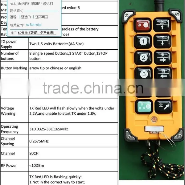 F23-A++ 8 Channel 1 Speed Wireless Hoist Crane Remote Control photo-4