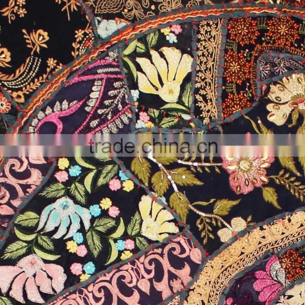 Black Ethnic Decorative Big Round Pillows Indian Cushion Covers Cotton Table Cover Table Mat Big Floor Round Throw Pillow Covers photo-4
