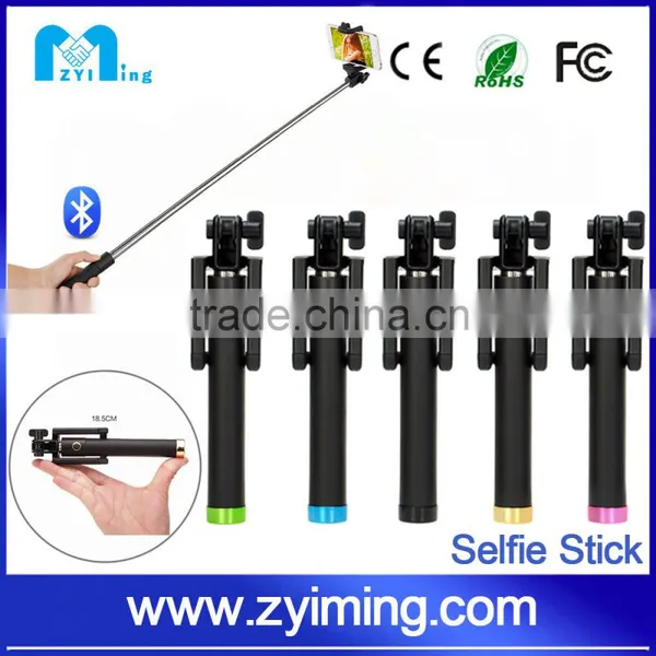 Zyiming High Quality YM-Z07-6V Wholesale Colorful Foldable Selfie Stick With Bluetooth Shutter Button