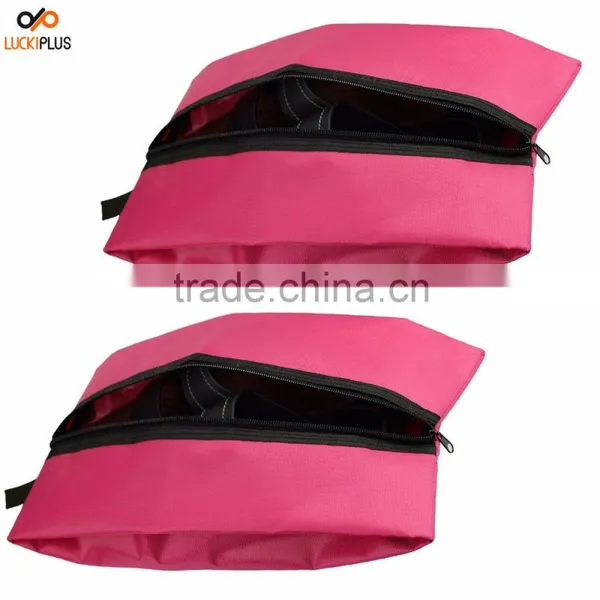 Luckiplus Portable Waterproof Nylon Travel Shoe Bags Pink