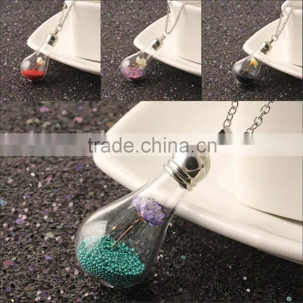 IN Stock Wish Mini Bottle Necklace Dandelion Seeds Dried Flower Glass Necklace Handmade photo-3