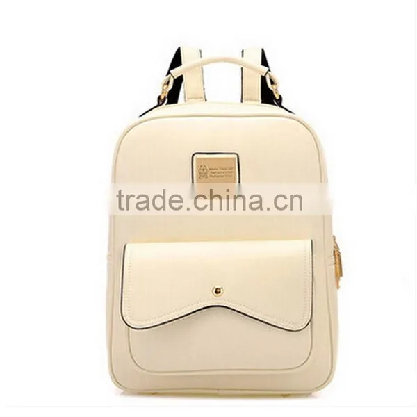 Women Girl Double Leather Shoulder Backpack Bag School Bag Satchel Bookbag photo-2