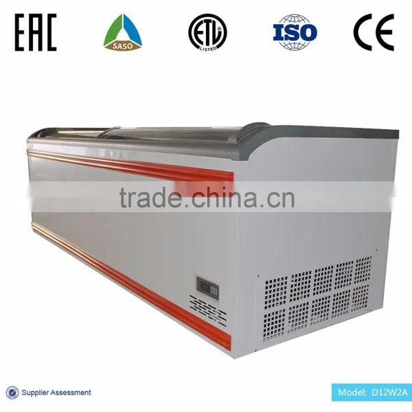 Energy Saving Commercial Curved Glass Top Display Freezer