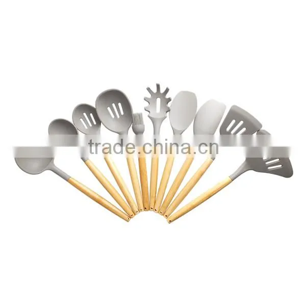 CK006 Solid Spoon/silicone Kitchen Utensils With Wooden Handle photo-2