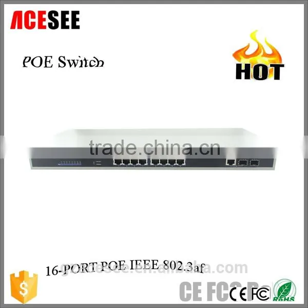 16 port switch with 16 port poe IEEE 802.3af switch APE RT881