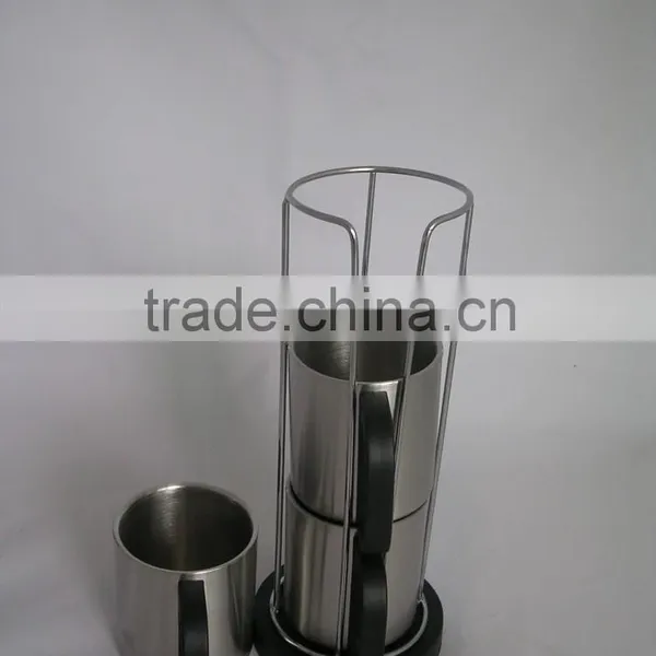 Three Piece 220ml Cup Set One Row Eco-friendly FDA LFGB Double Layer Stainless Steel Coffee Mug Cup Tumbler photo-2